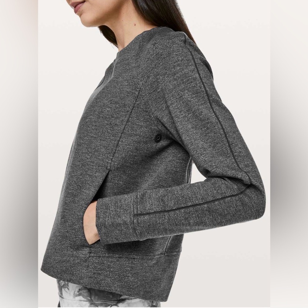 Lululemon On Track Crew- Heathered Black- Size 8
